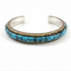 Al Nez Navajo 14k Gold Sterling Silver Turquoise Cuff